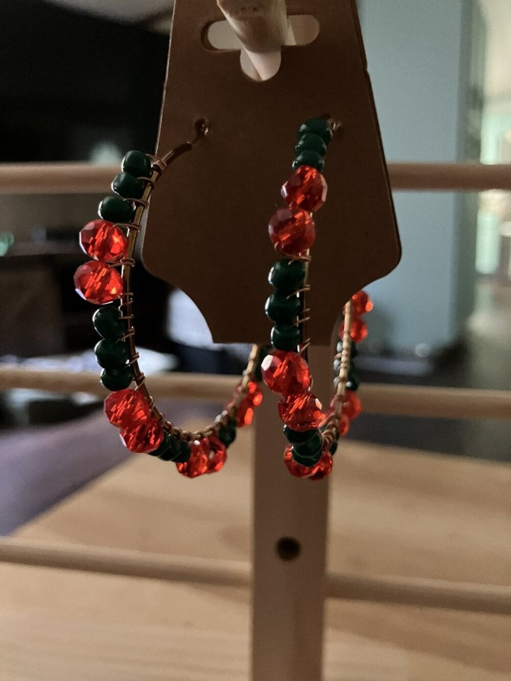 Handcrafted Christmas Hoop Earrings